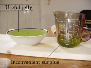 Jelly in bowl, and some left over in jug